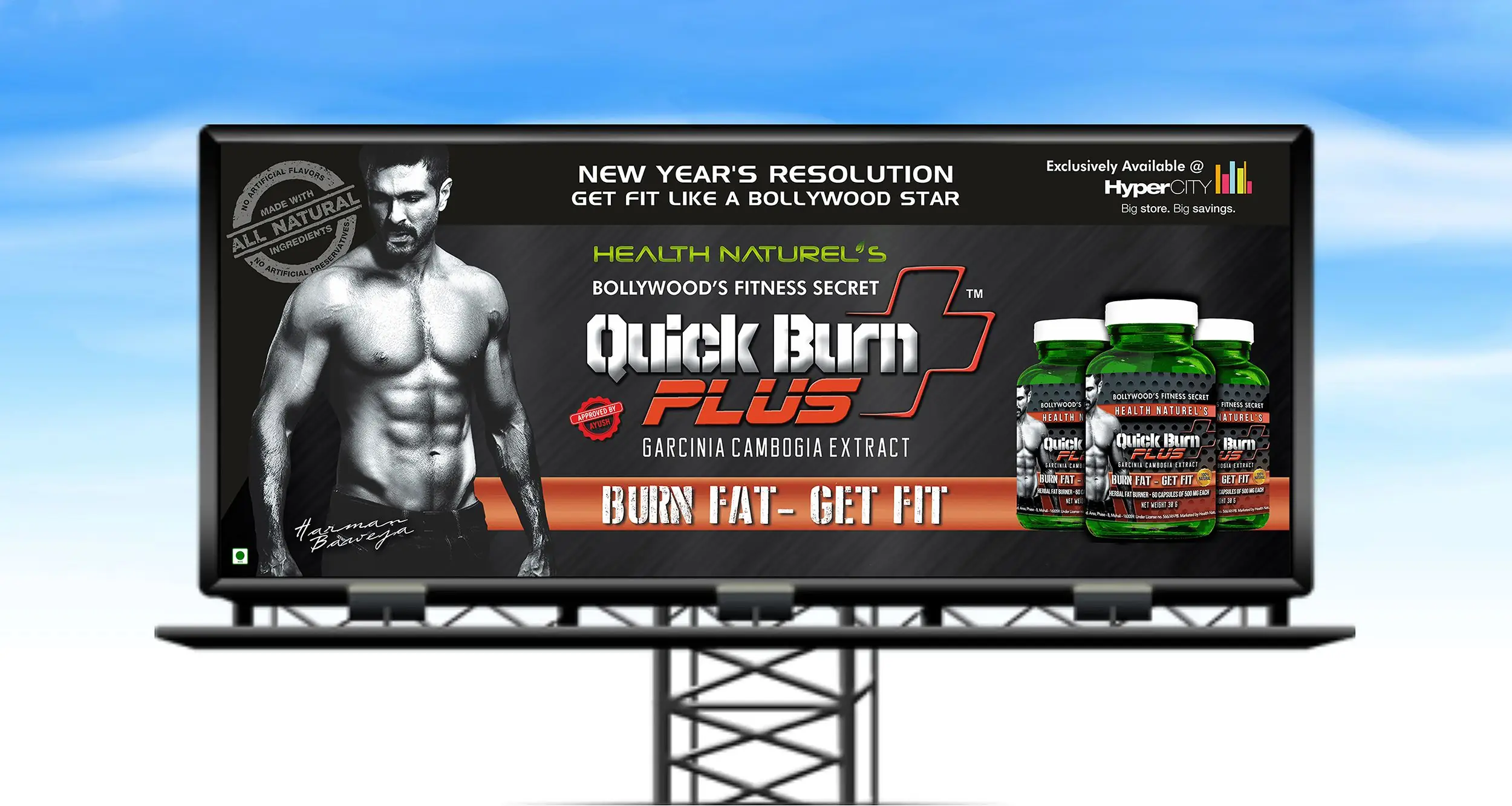 Health & Fitness Brand design Product promotion on ooh media outside hoarding