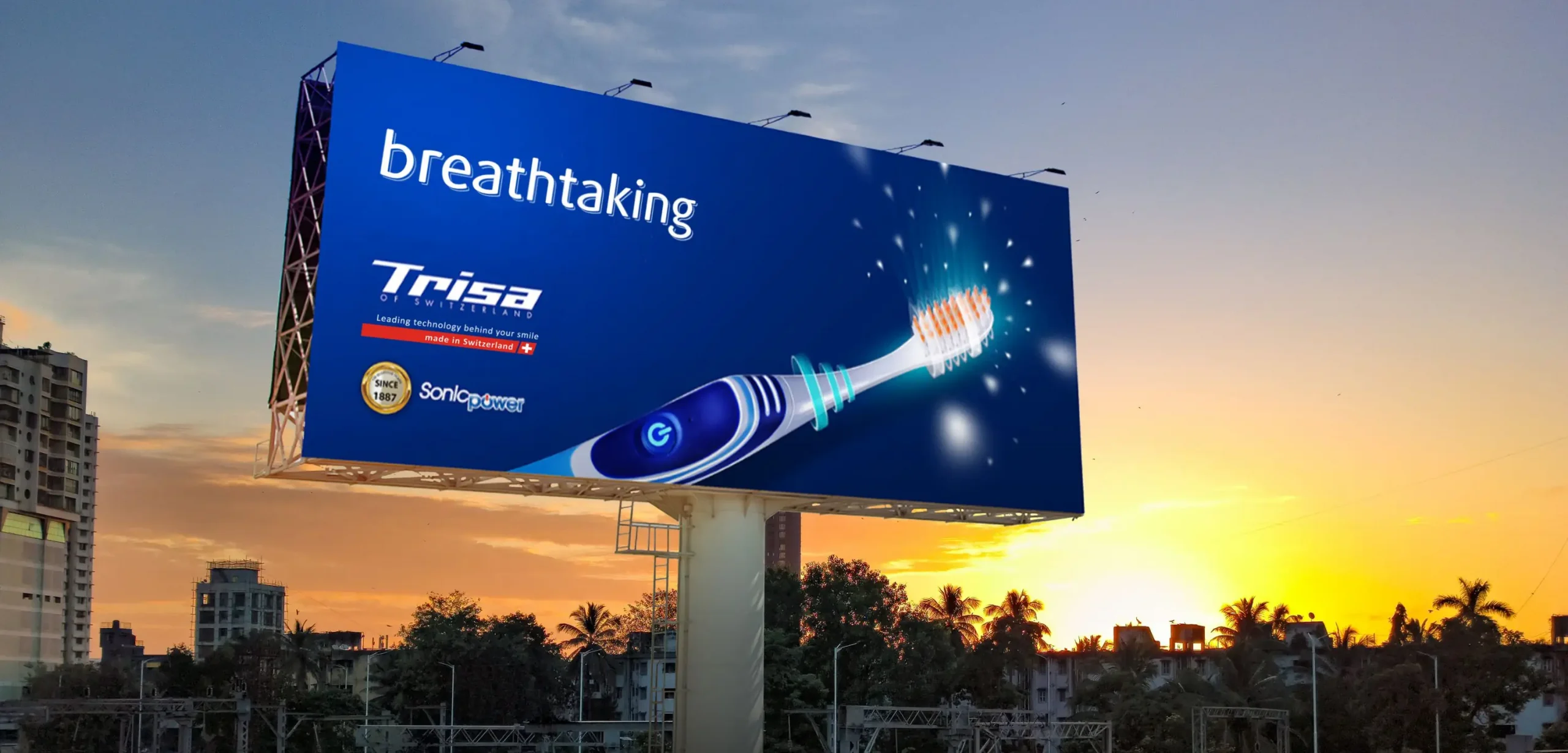 Banner, poster & OOH Media design for Trisa, a swiss toothbrush brand